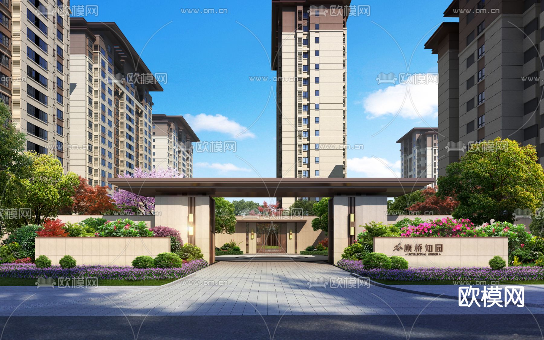新中式小区大门入口3d模型