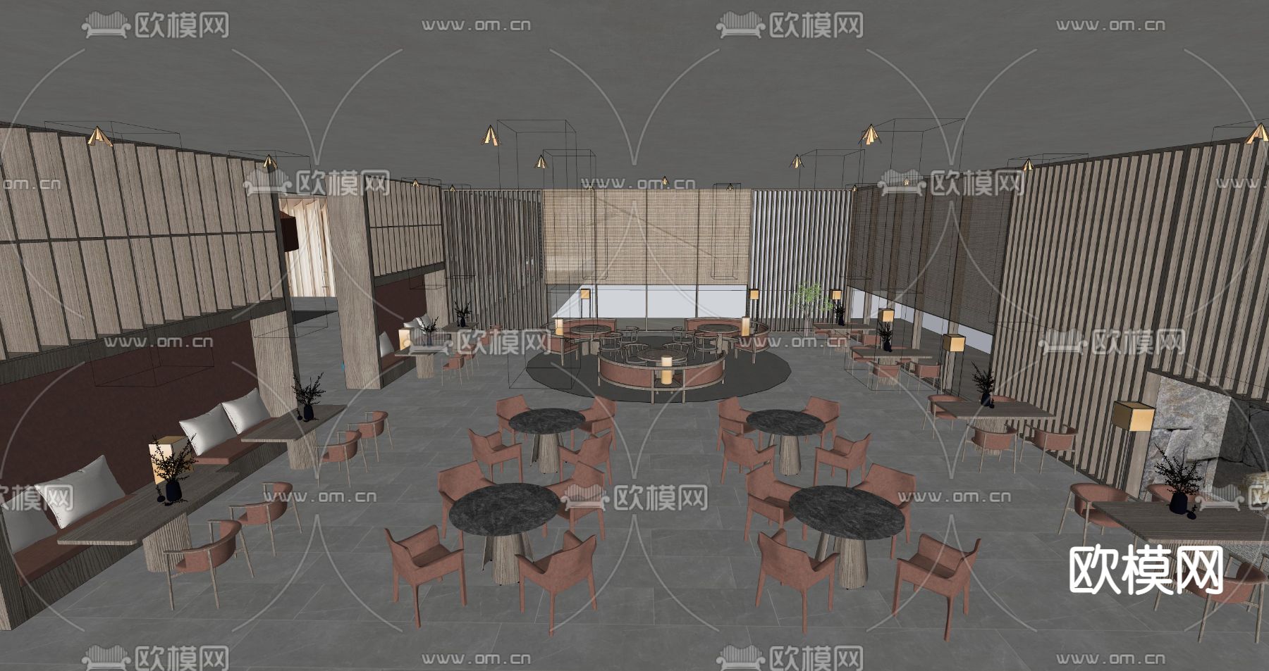 现代酒店会客厅su模型下载（渲染图3）