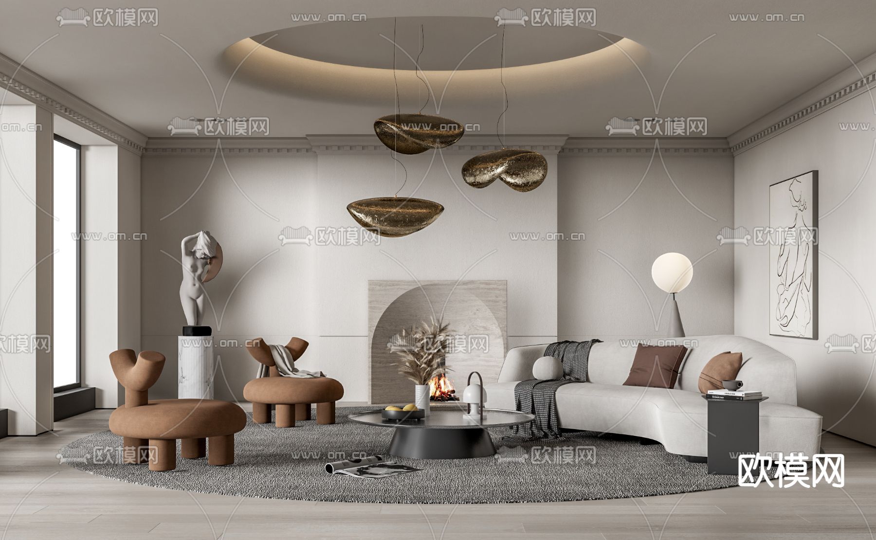 侘寂风客厅su模型