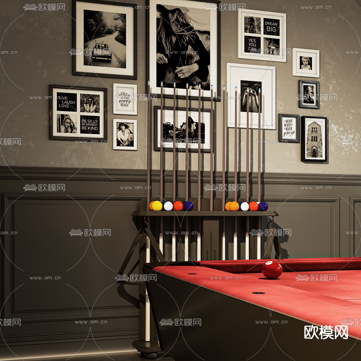 欧式台球室3d模型