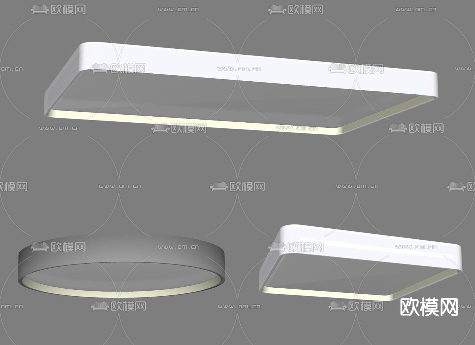 现代方形吸顶灯su模型下载（渲染图2）