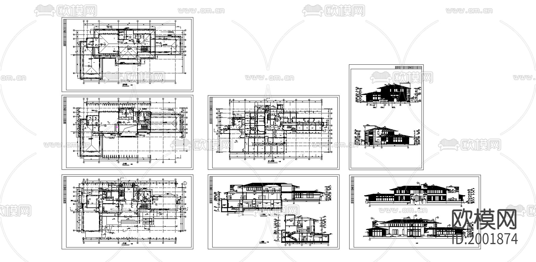 某会所立面图CAD施工图下载（渲染图3）
