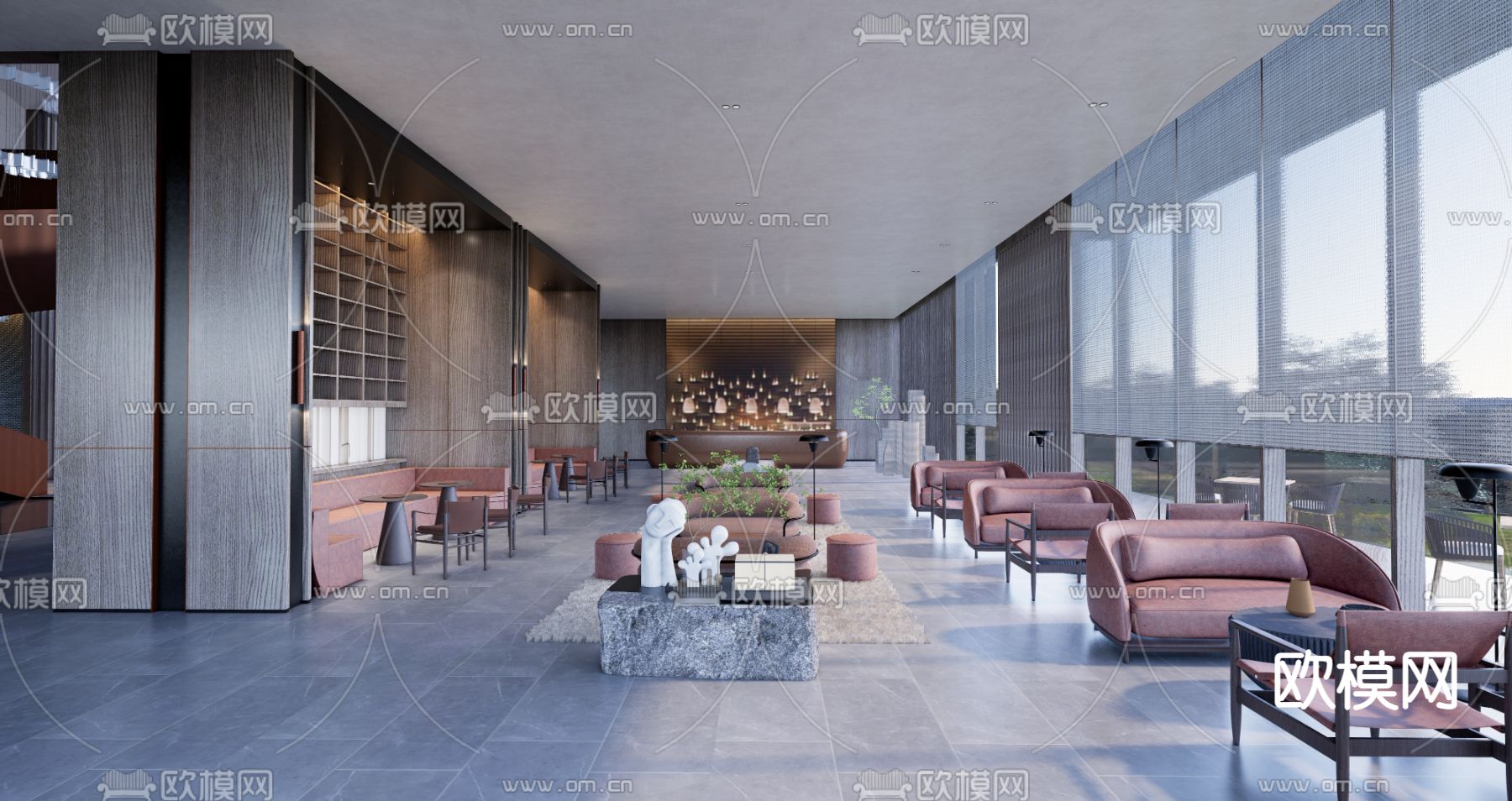 现代酒店大厅su模型