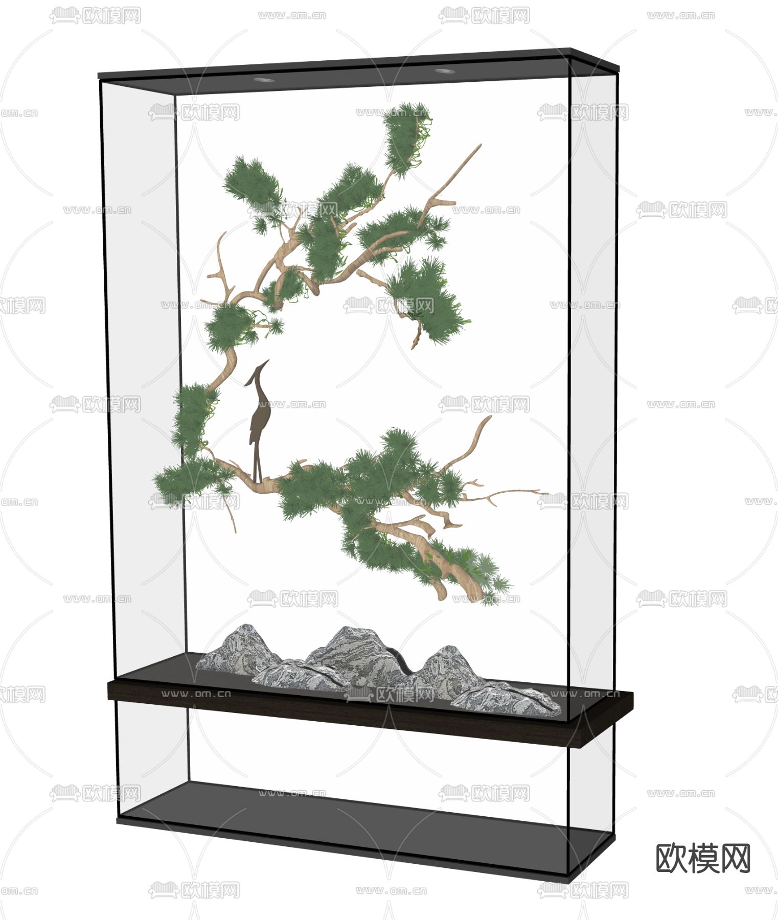 现代玻璃植物墙su模型