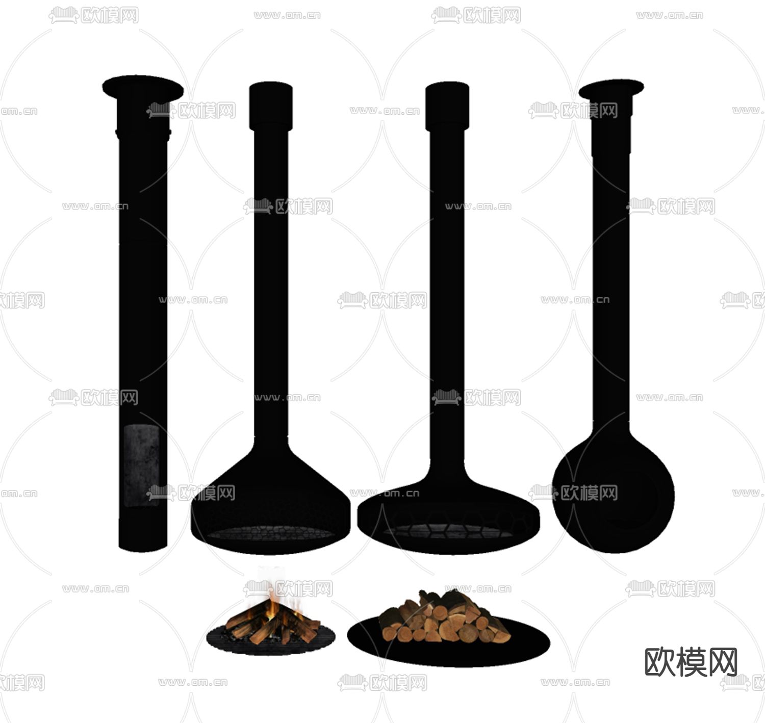 现代壁炉su模型