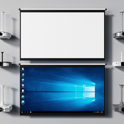  现代投影机投影幕布su模型 