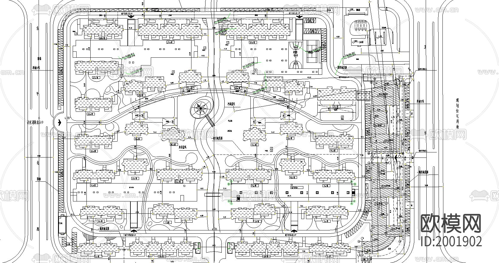 小区总平面图cad图库下载（渲染图1）