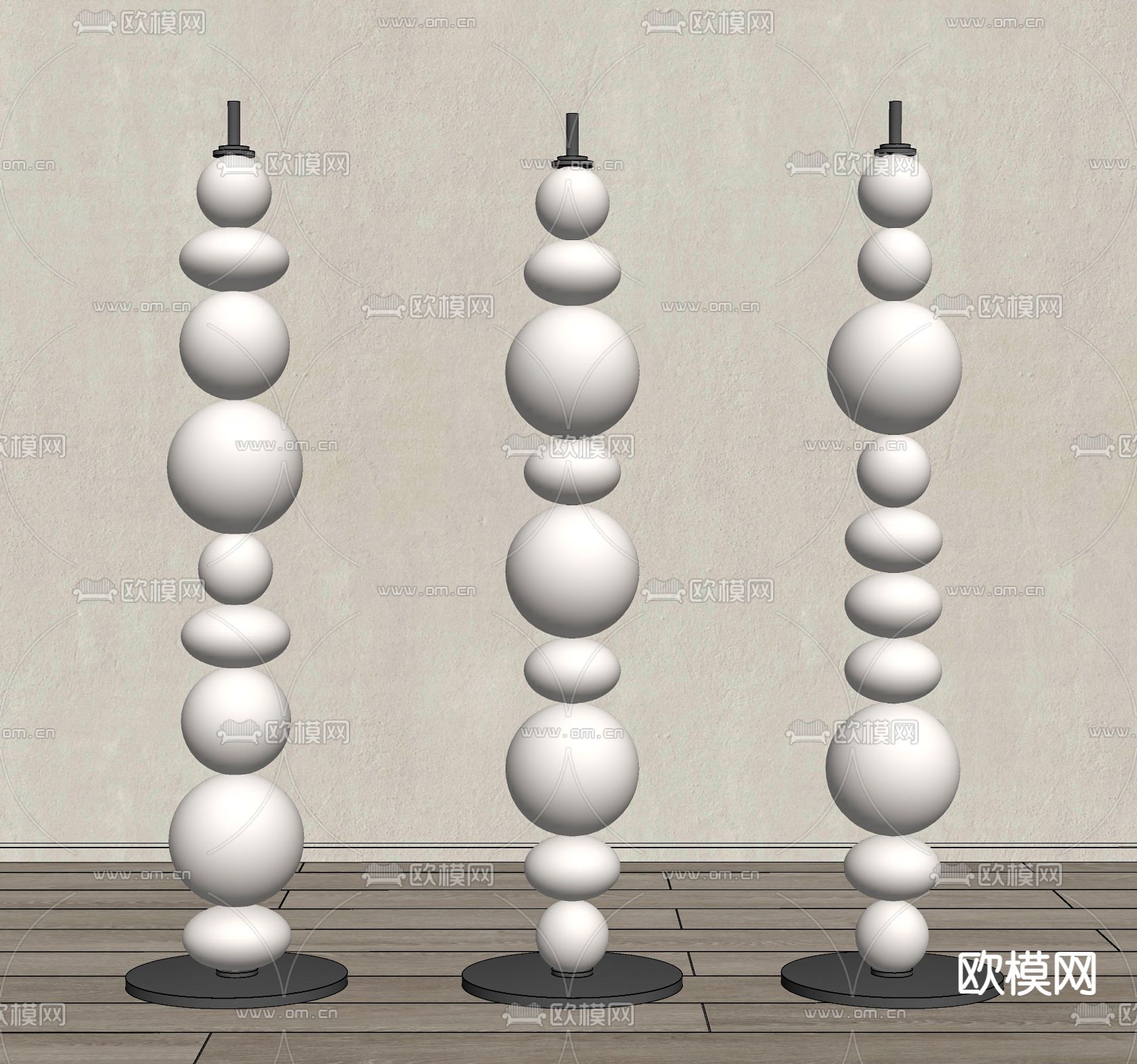 现代艺术落地灯su模型下载（渲染图2）
