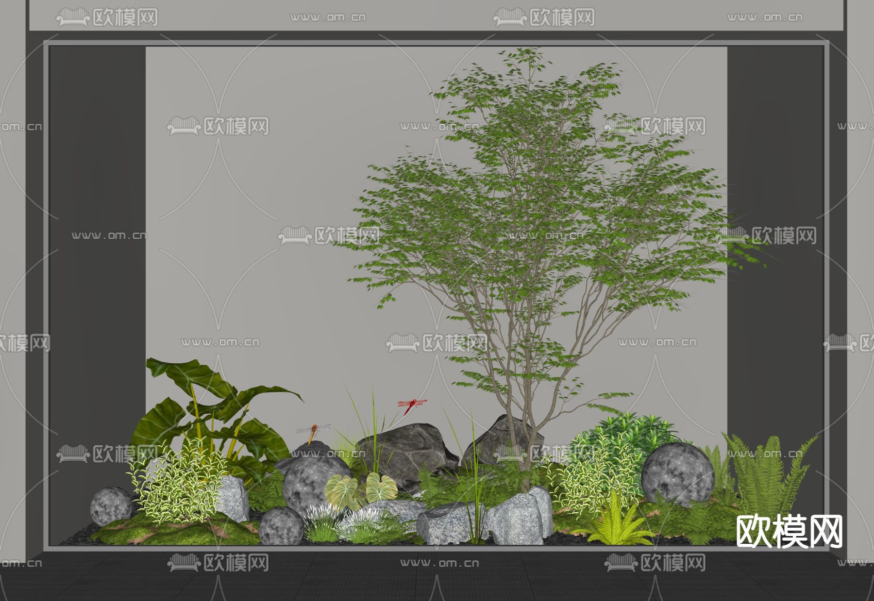 现代庭院植物小品su模型