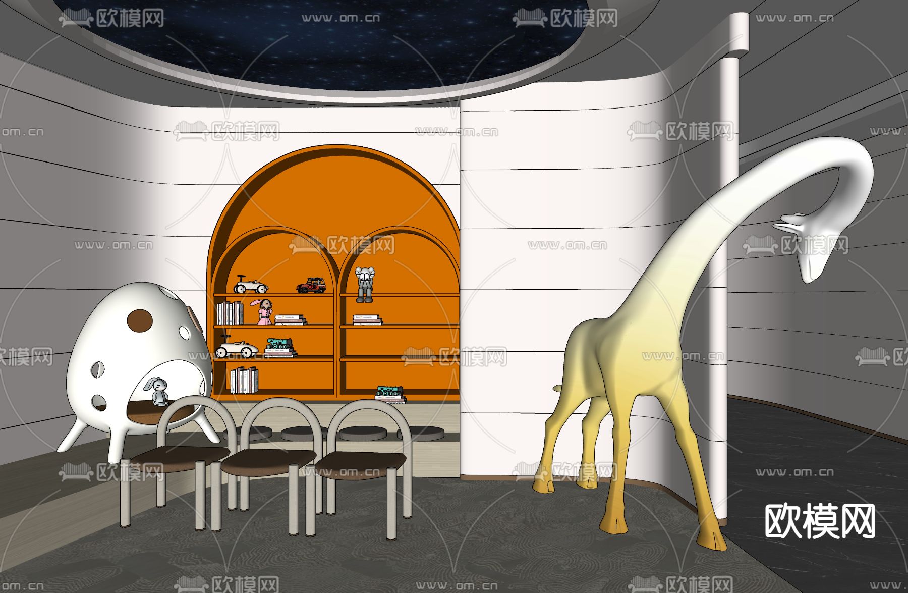 现代儿童娱乐区su模型下载（渲染图2）