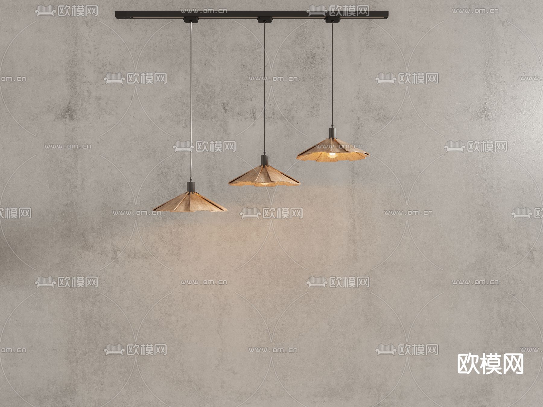 自然风实木吊灯3d模型下载（渲染图6）
