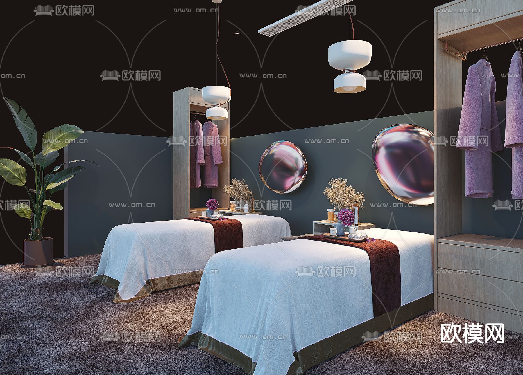 现代按摩床美容床3d模型下载（渲染图2）