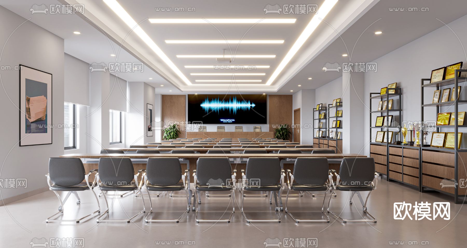 现代会议室su模型