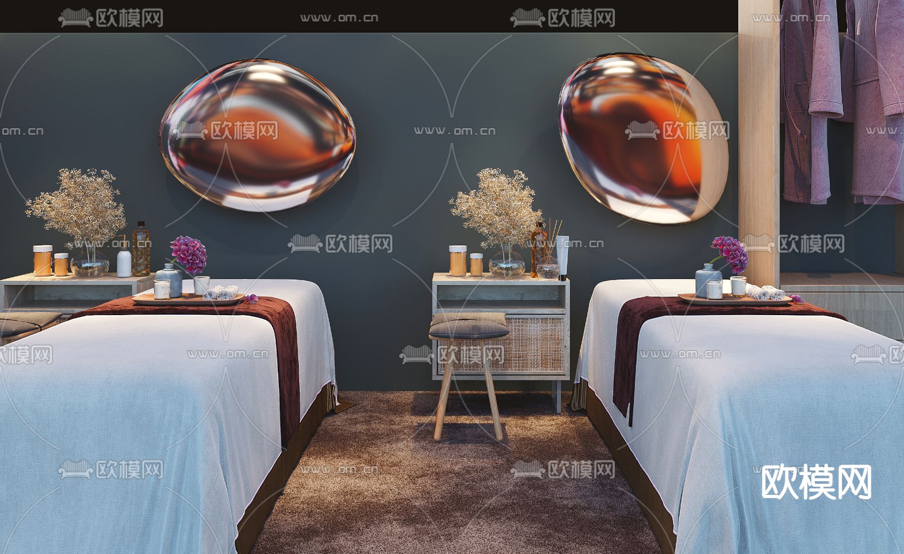 现代按摩床美容床3d模型下载（渲染图4）