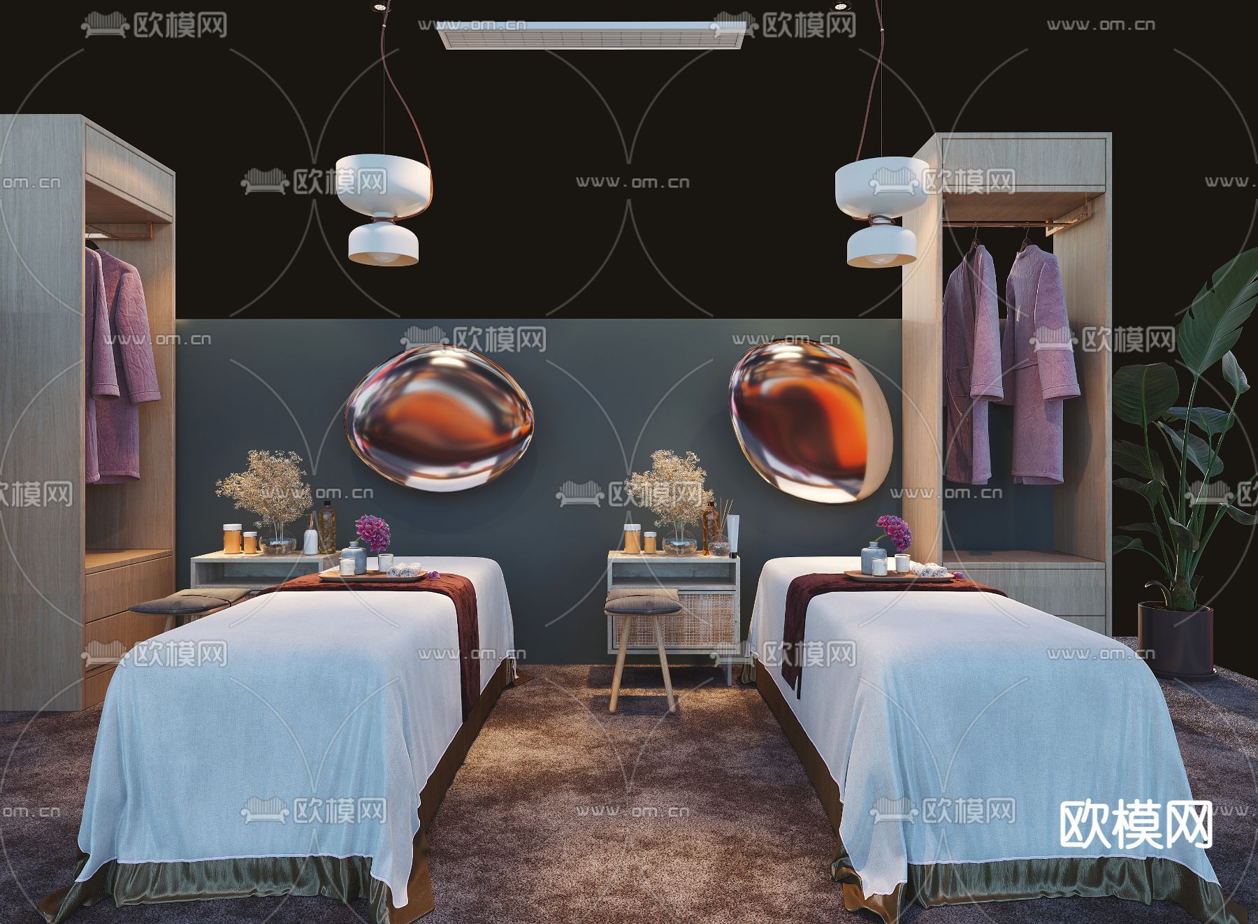 现代按摩床美容床3d模型下载（渲染图1）