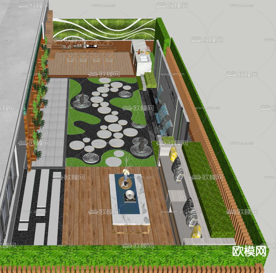 现代屋顶花园su模型
