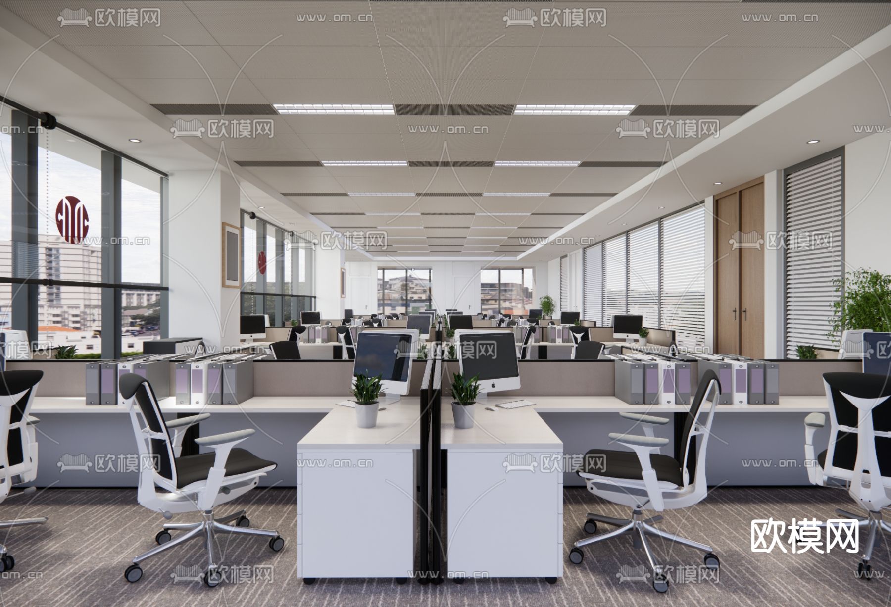 现代公共办公区su模型