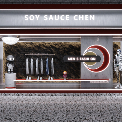  现代服装店橱窗su模型 