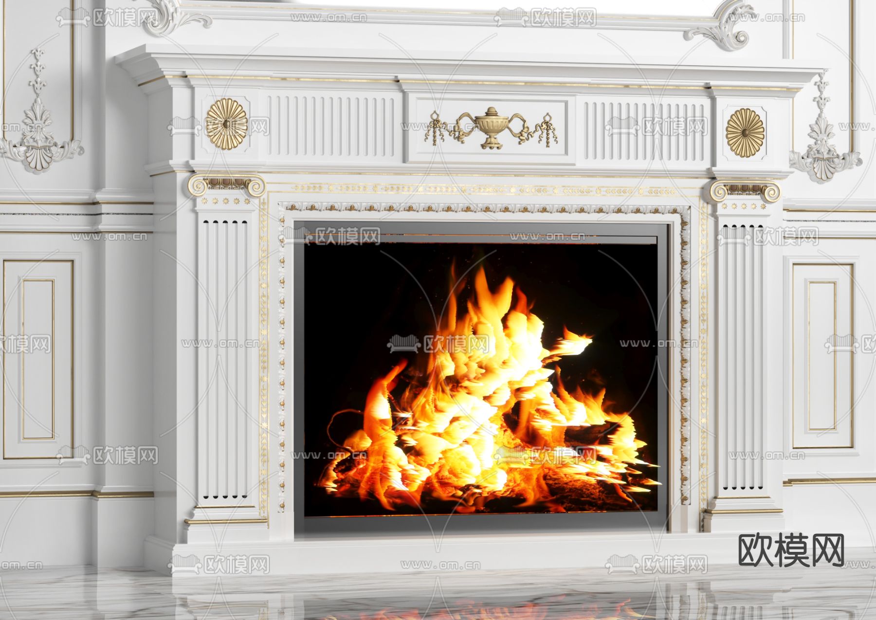 法式壁炉3d模型下载