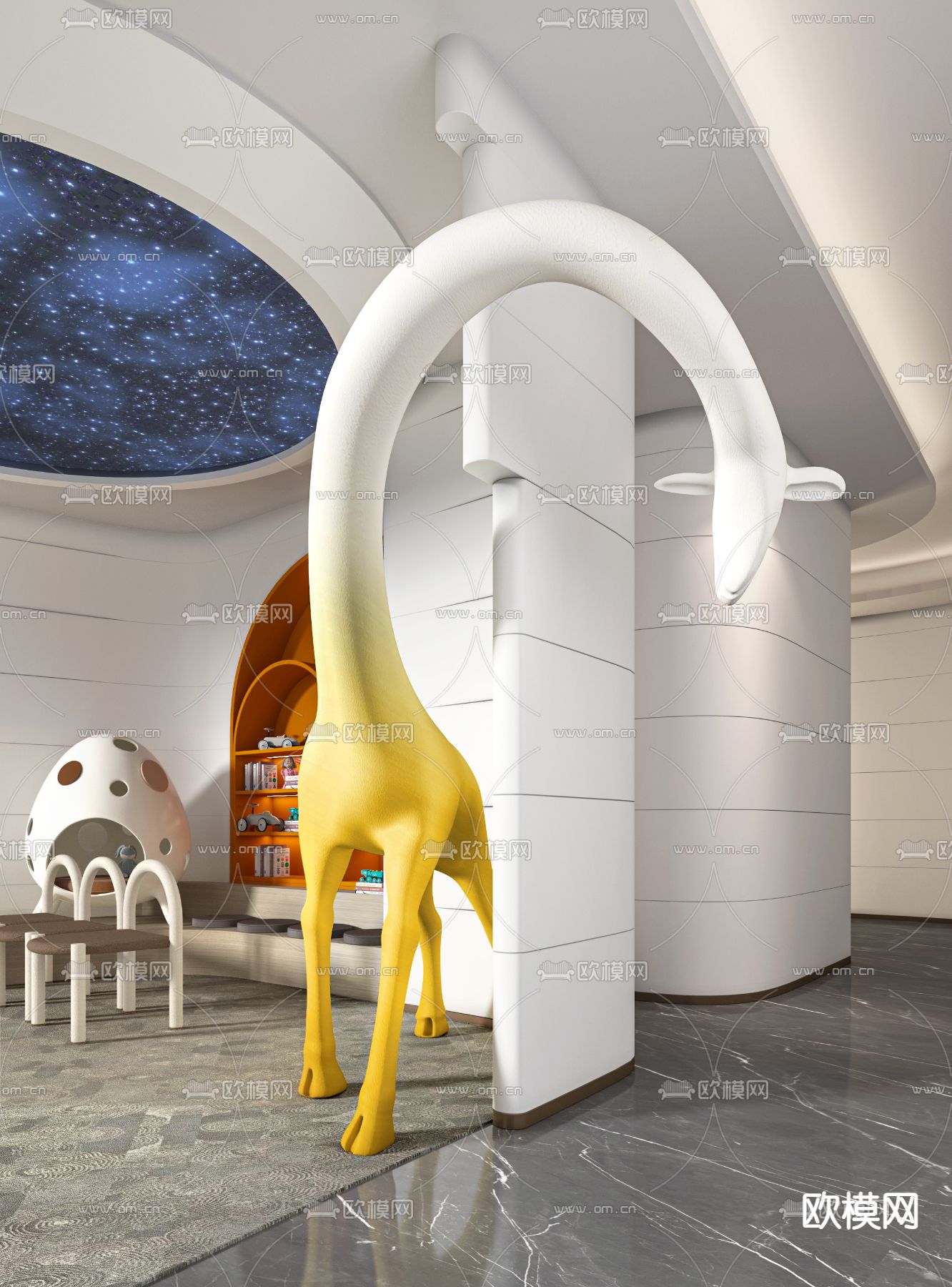 现代儿童娱乐区su模型下载（渲染图1）