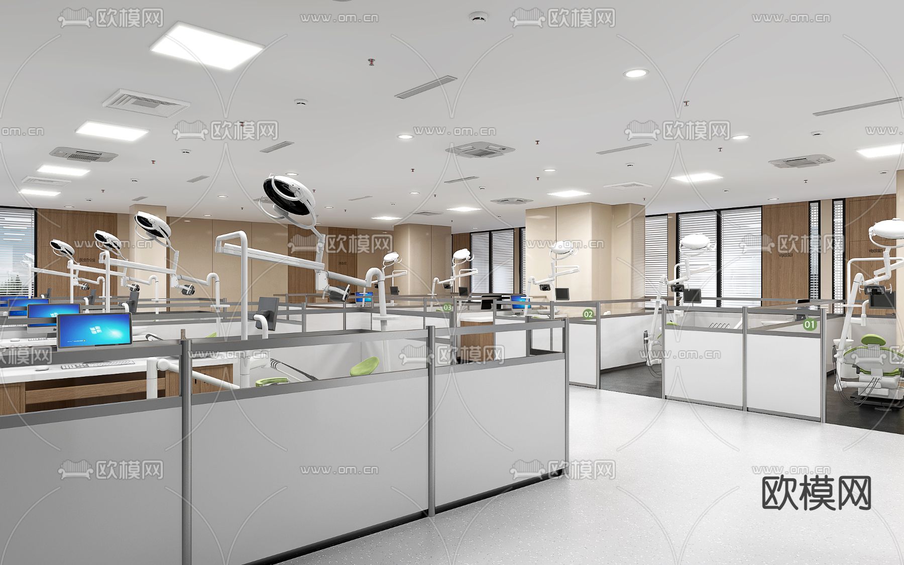 现代医院口腔科门诊3d模型下载（渲染图2）