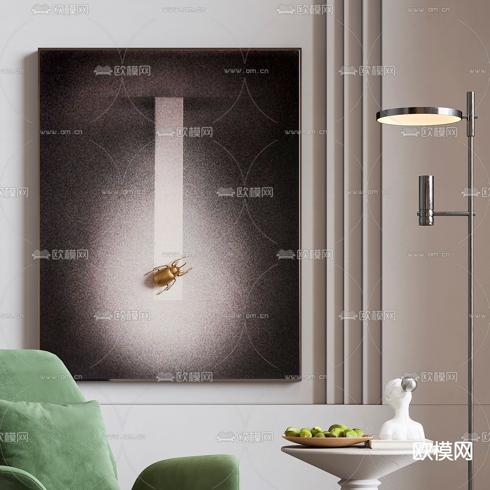 现代布艺休闲椅3d模型下载（渲染图3）