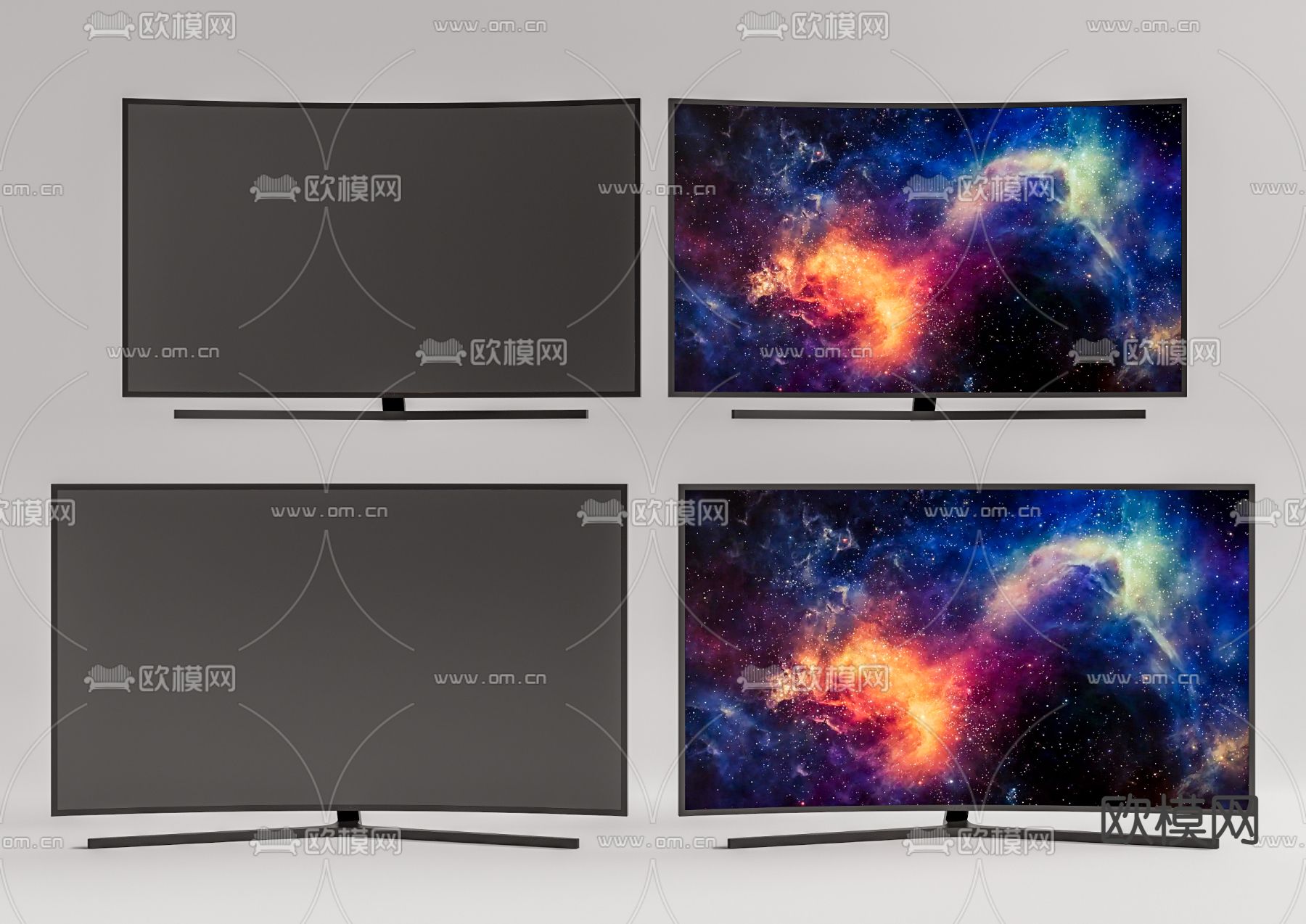 现代曲面屏电视su模型