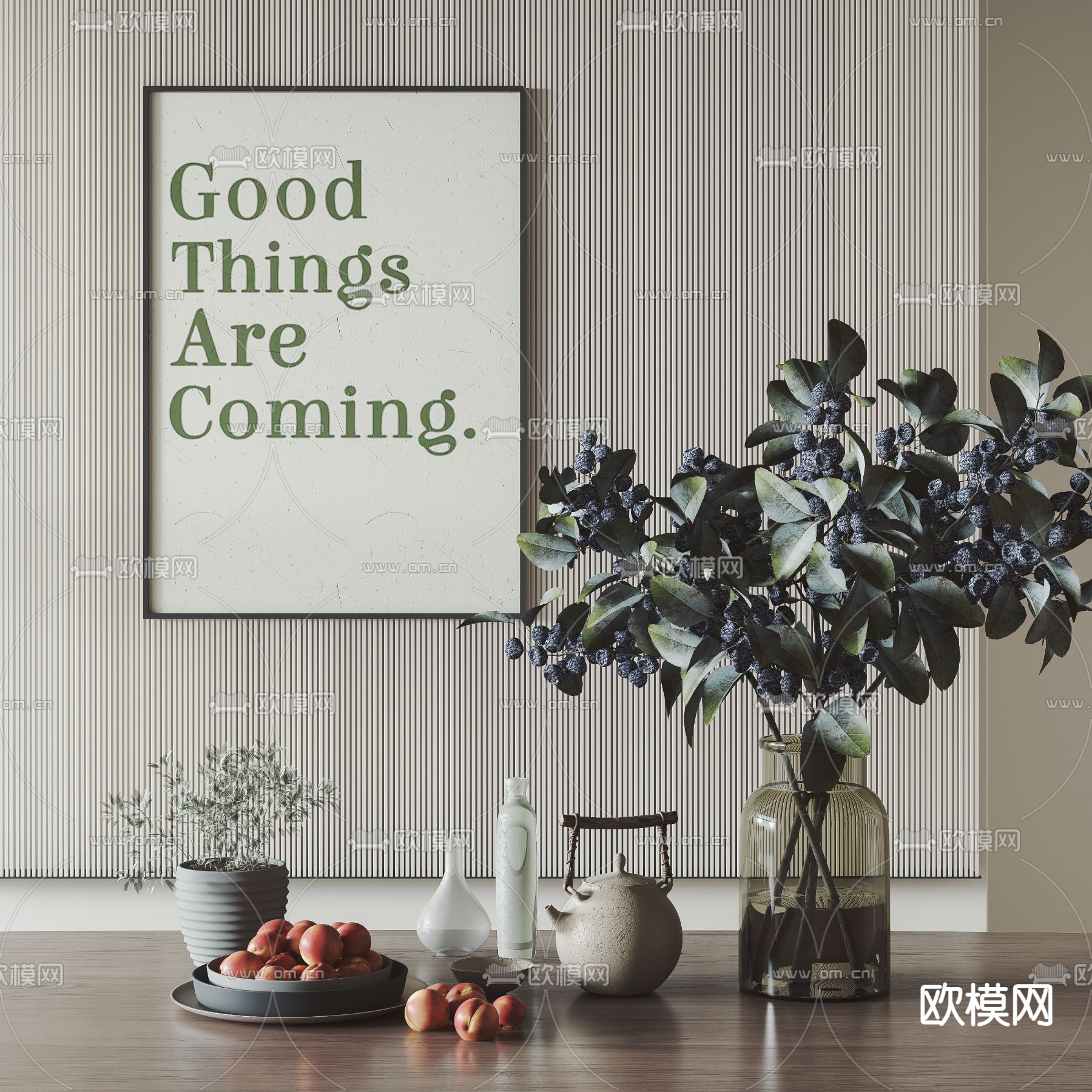 北欧花瓶果盘摆件3d模型