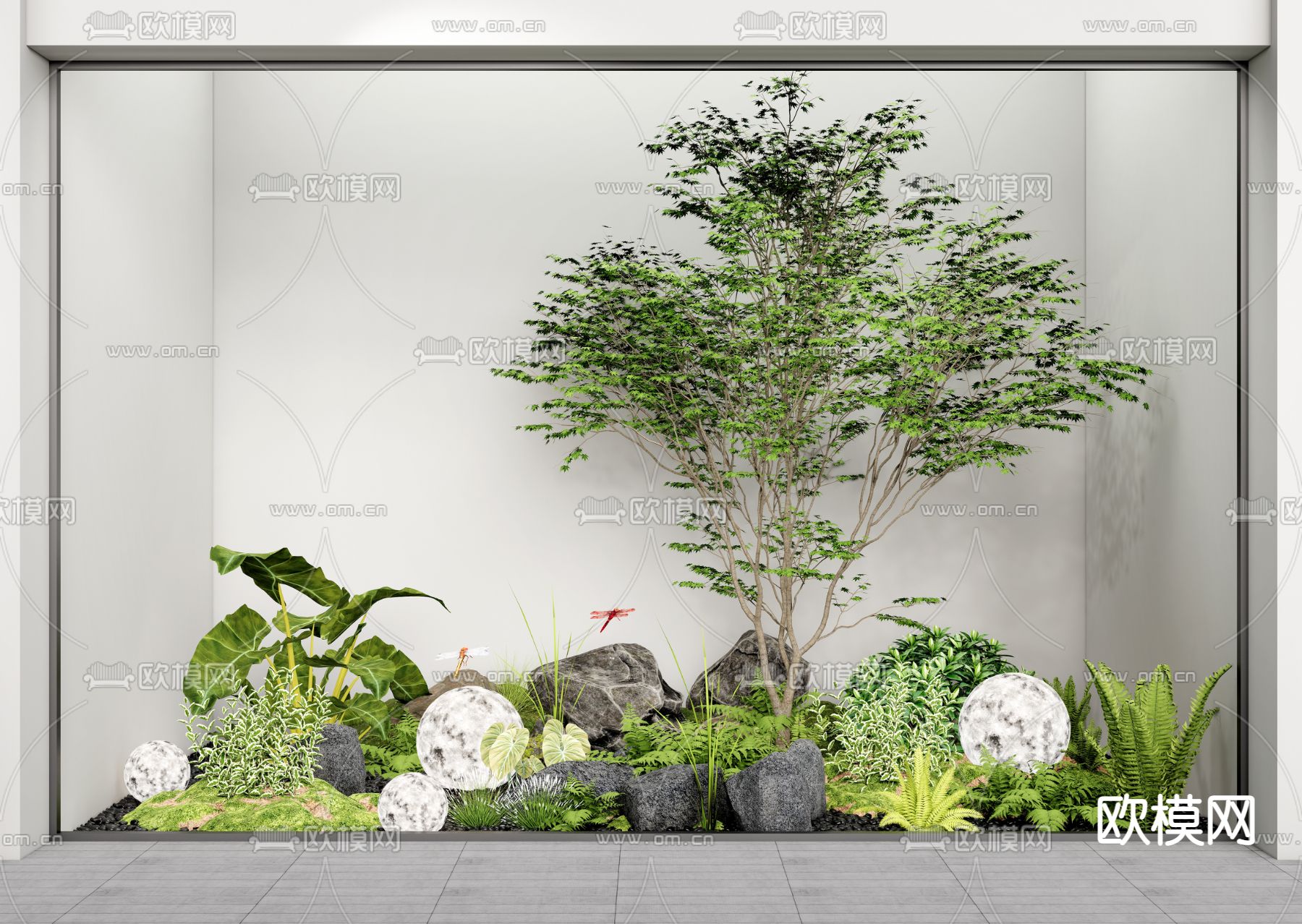 现代庭院植物小品su模型