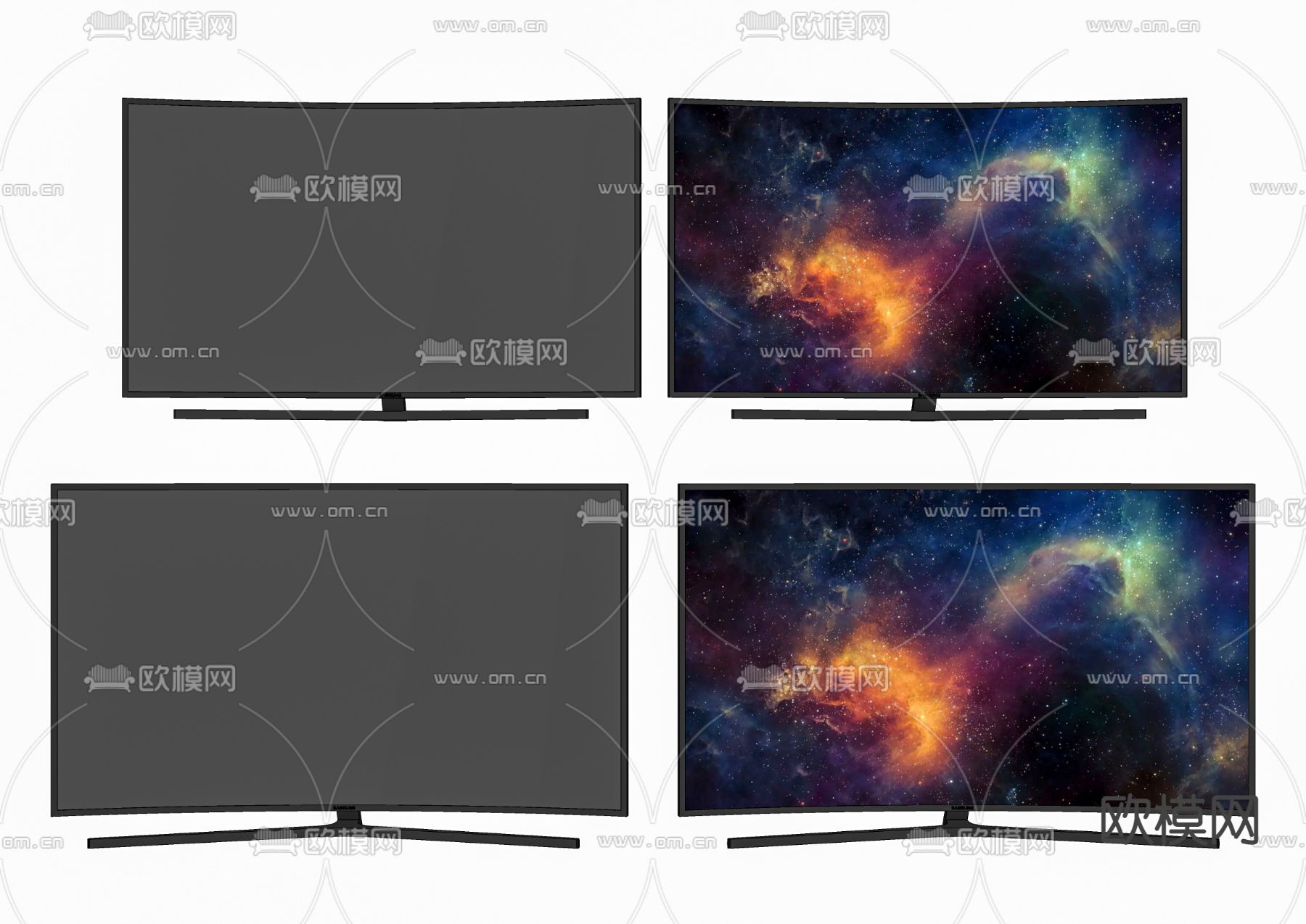 现代曲面屏电视su模型