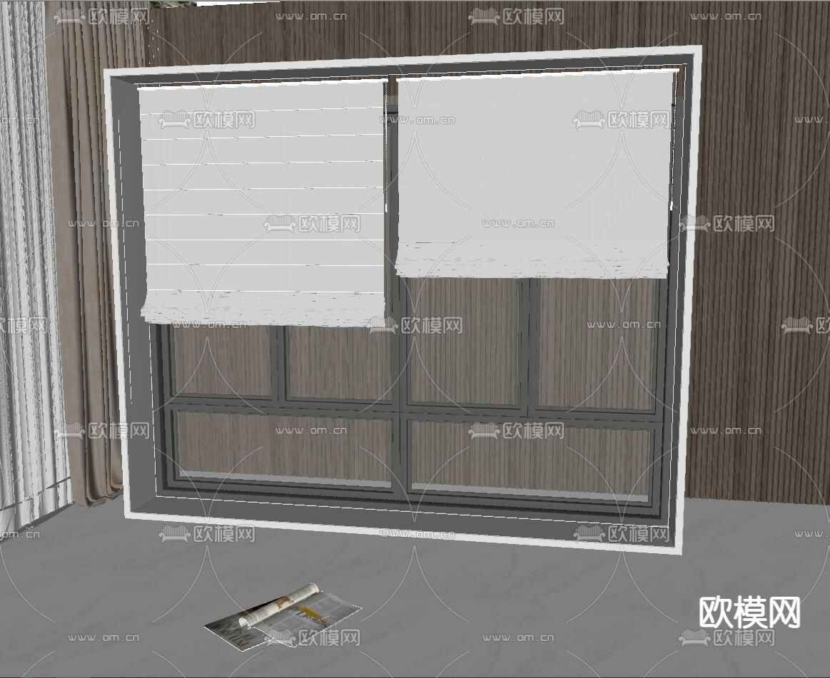 现代布艺卷帘su模型下载（渲染图2）