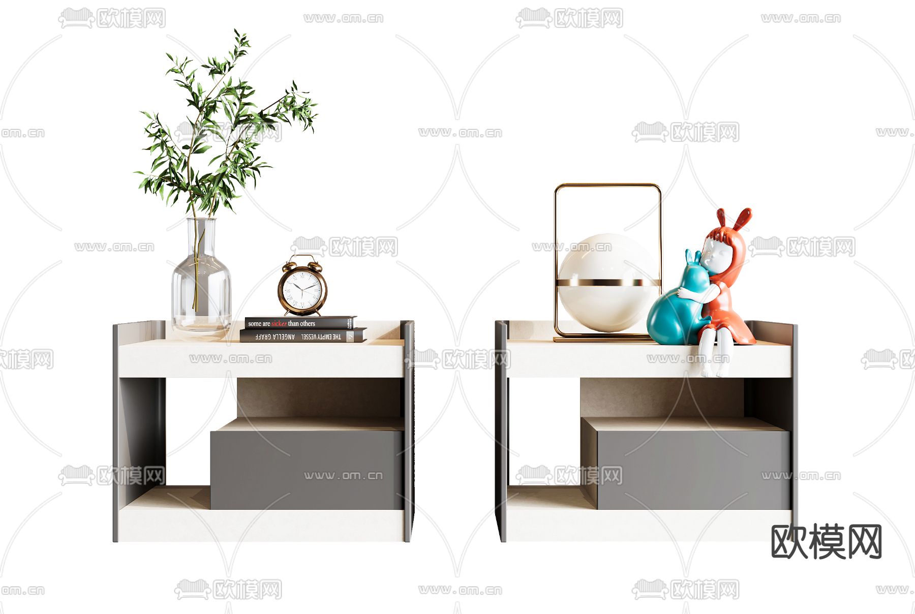 现代轻奢床头柜3d模型下载