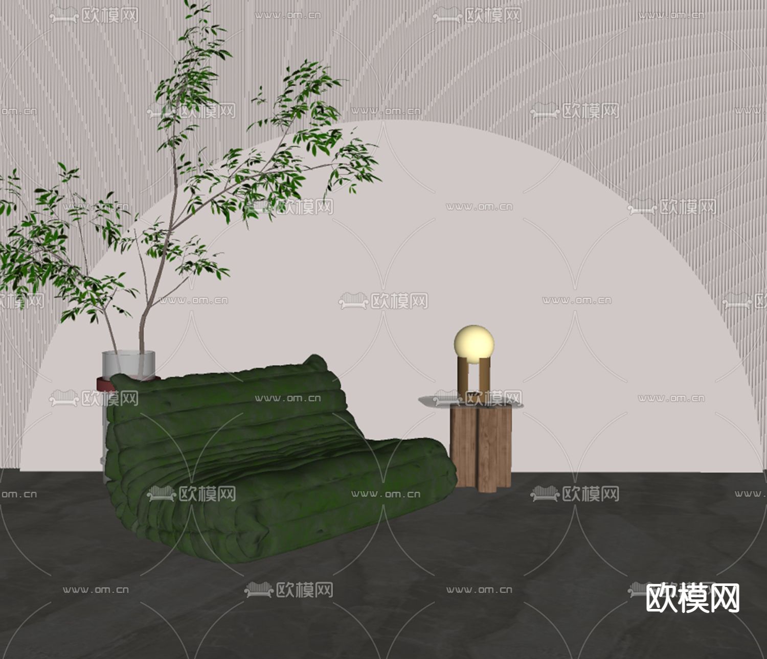 现代布艺懒人沙发su模型