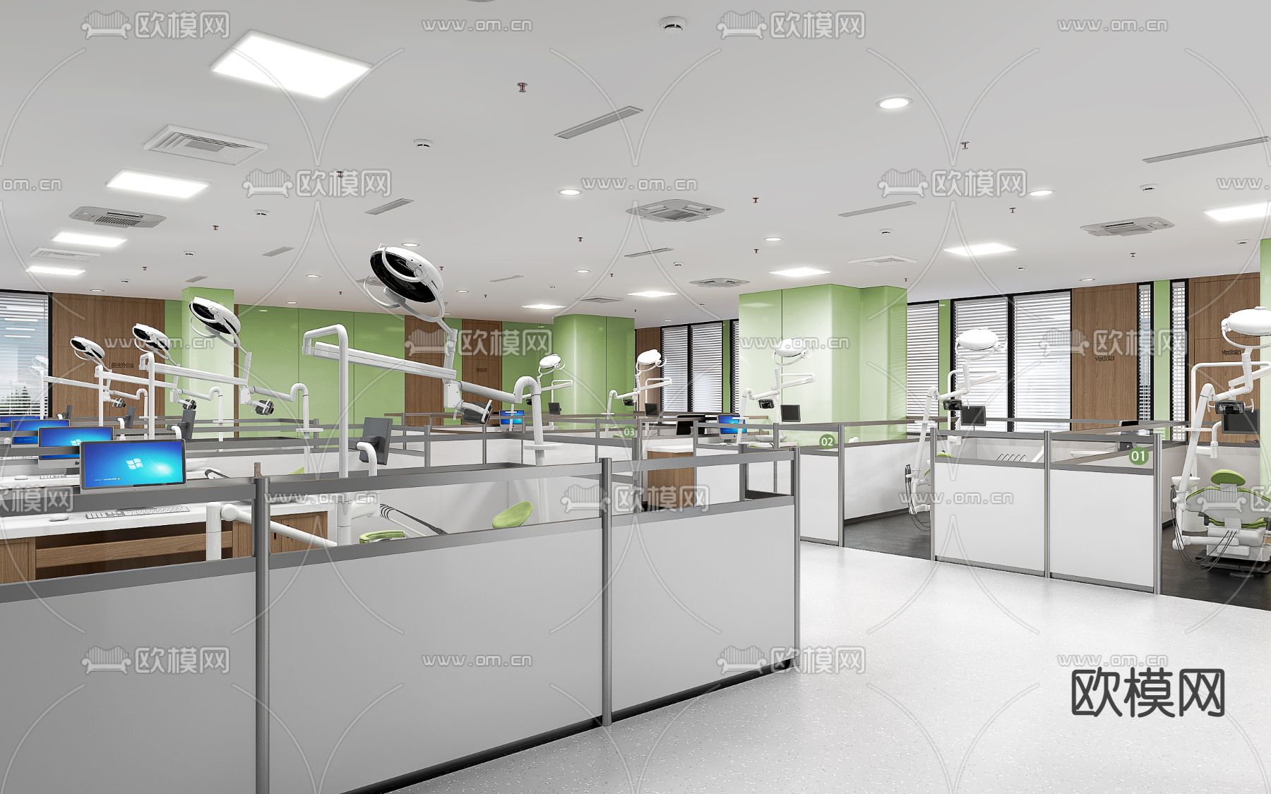 现代医院口腔科门诊3d模型下载（渲染图1）