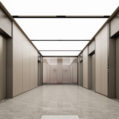  现代公司电梯间su模型 