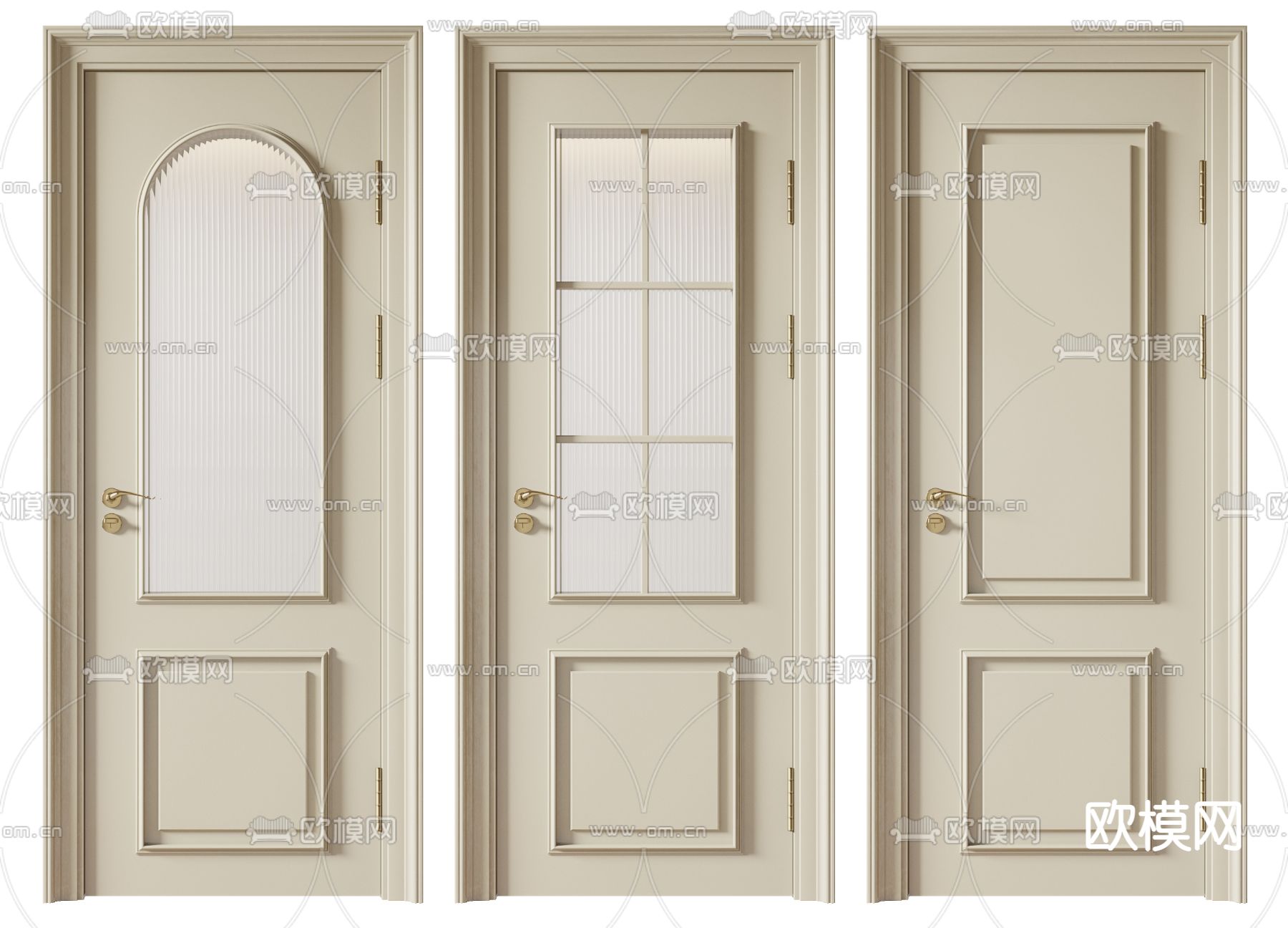 法式房门单开门su模型下载（渲染图1）