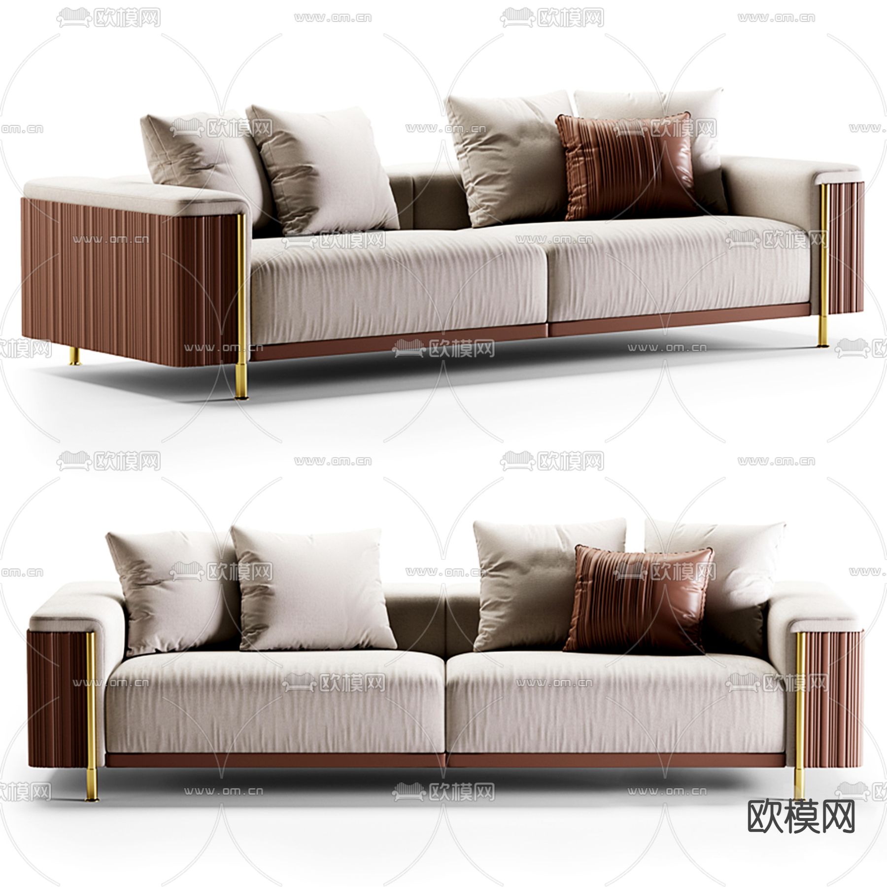现代布艺双人沙发3d模型下载