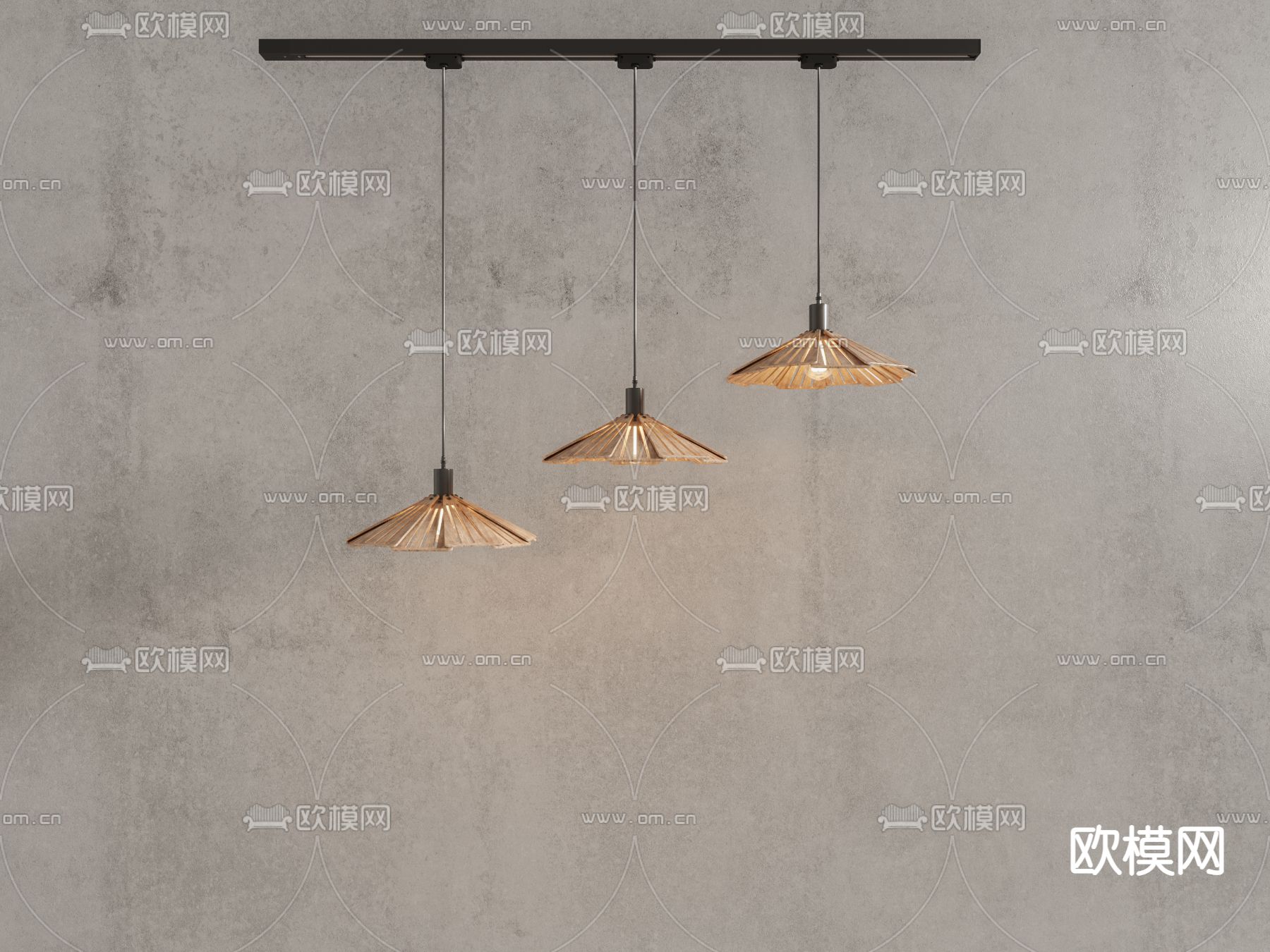 自然风实木吊灯3d模型下载（渲染图5）