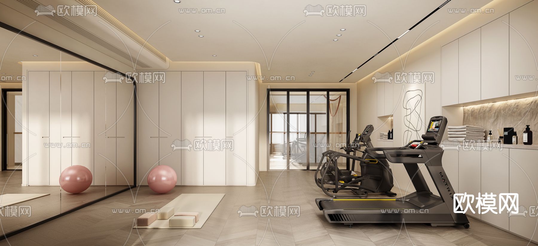 侘寂风健身房3d模型下载（渲染图1）