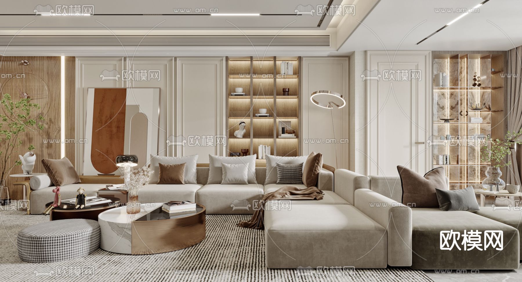 简欧客厅3d模型下载