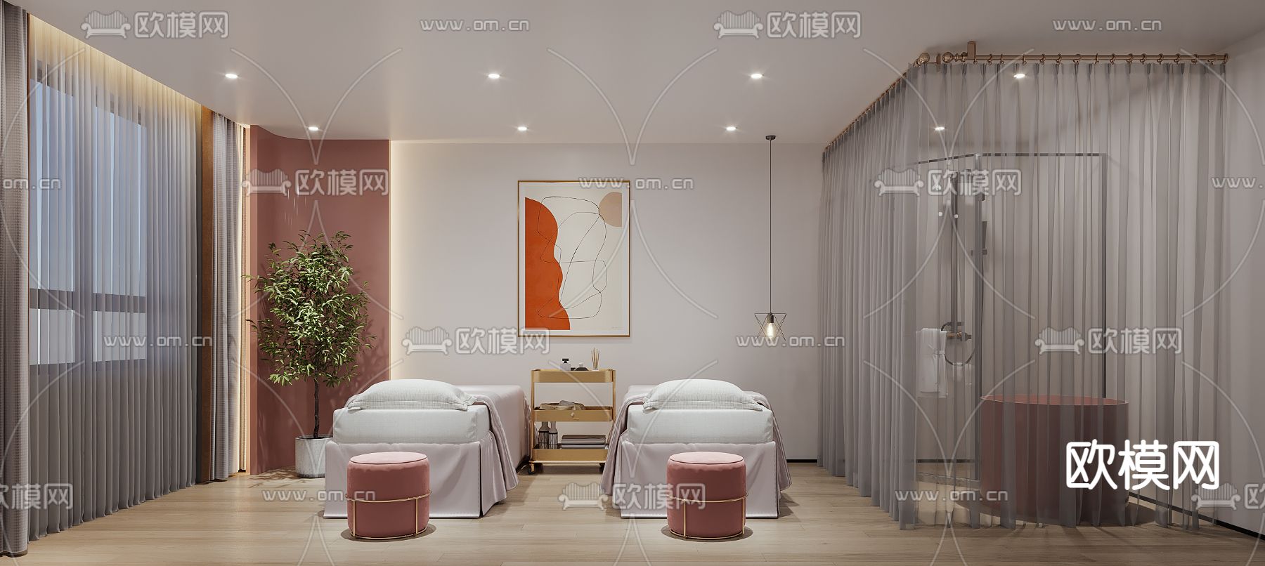 现代SPA护理房3d模型下载（渲染图1）