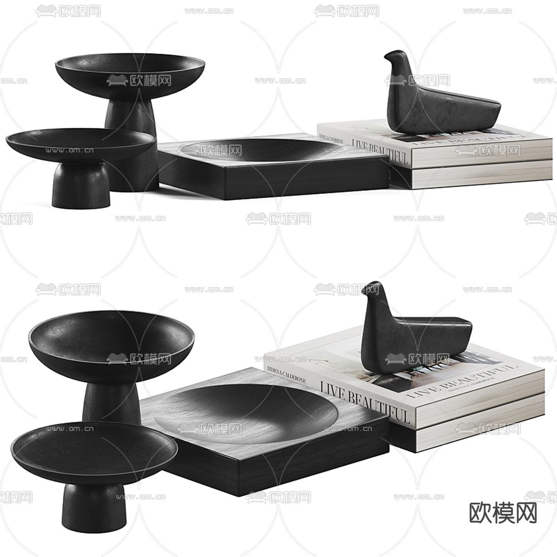 现代书籍雕塑装饰品摆件3d模型