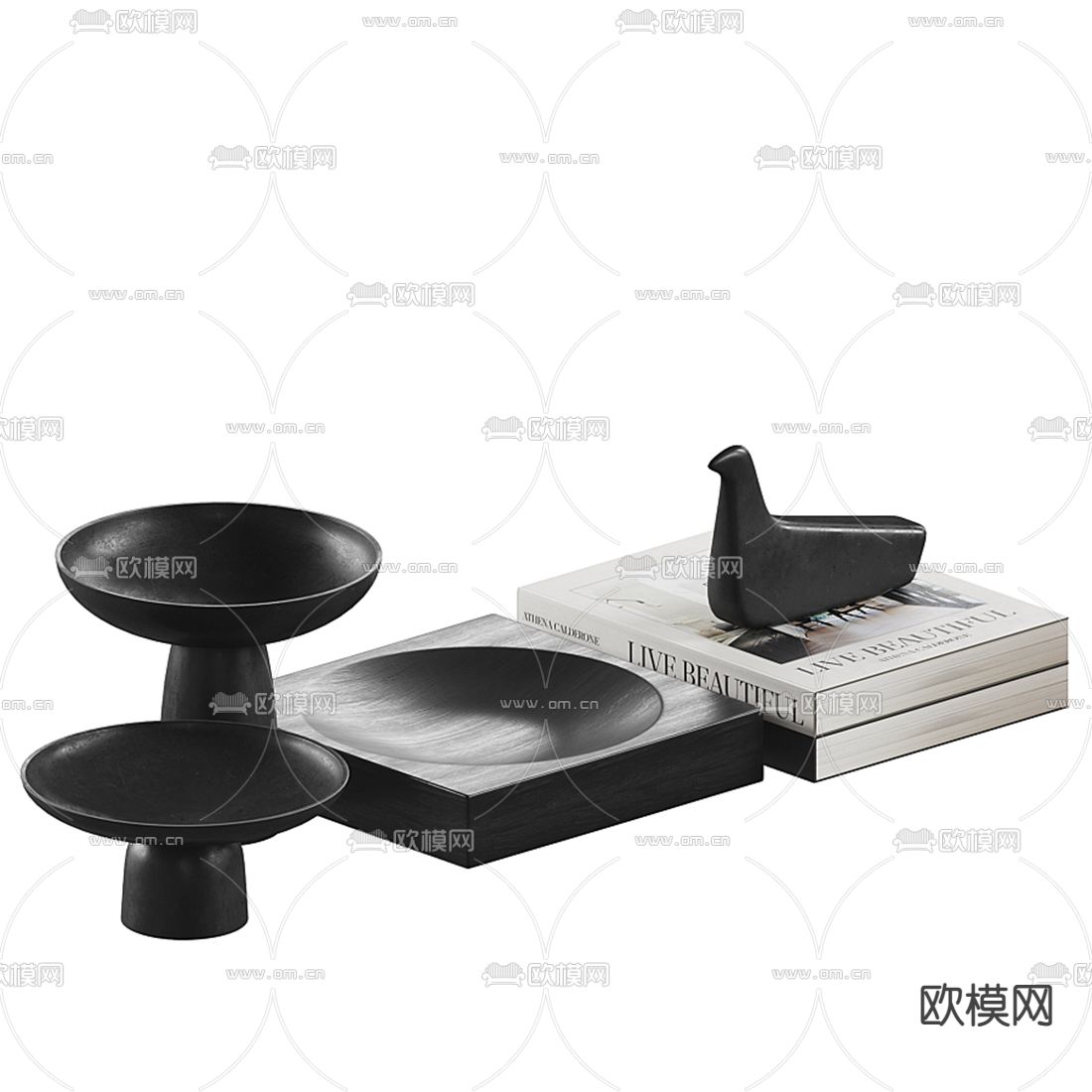 现代书籍雕塑装饰品摆件3d模型