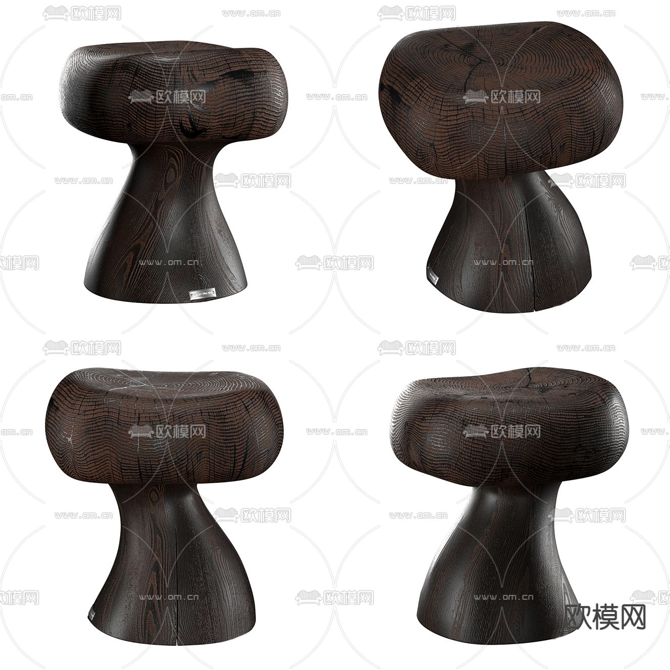 现代实木凳子3d模型下载（渲染图1）