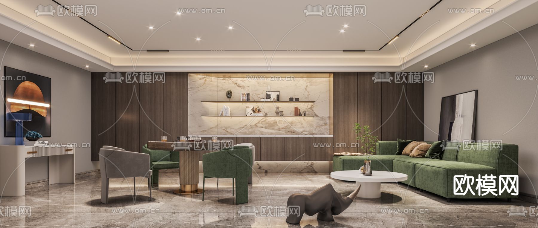 现代棋牌室休息室3d模型下载