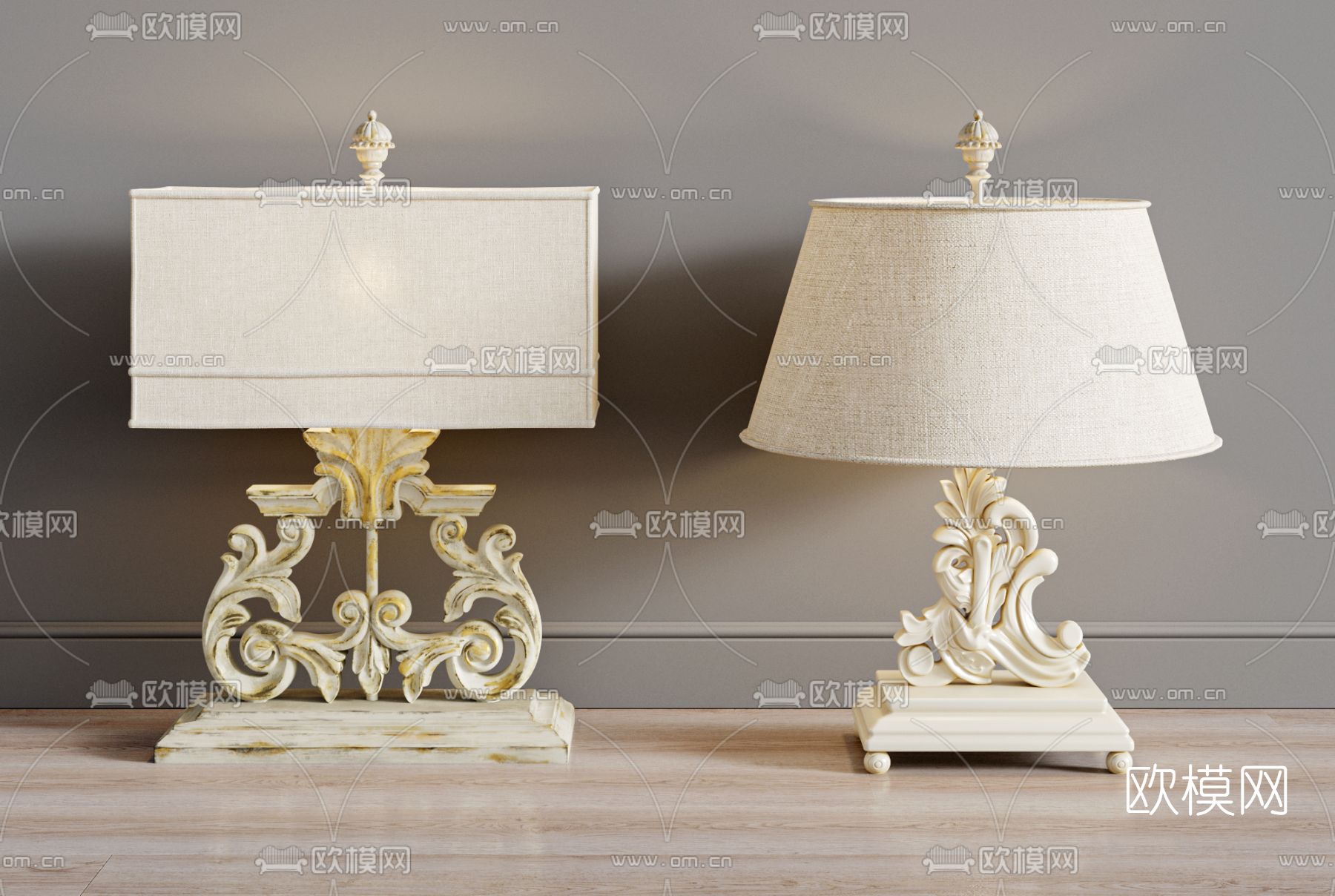 欧式轻奢台灯3d模型下载