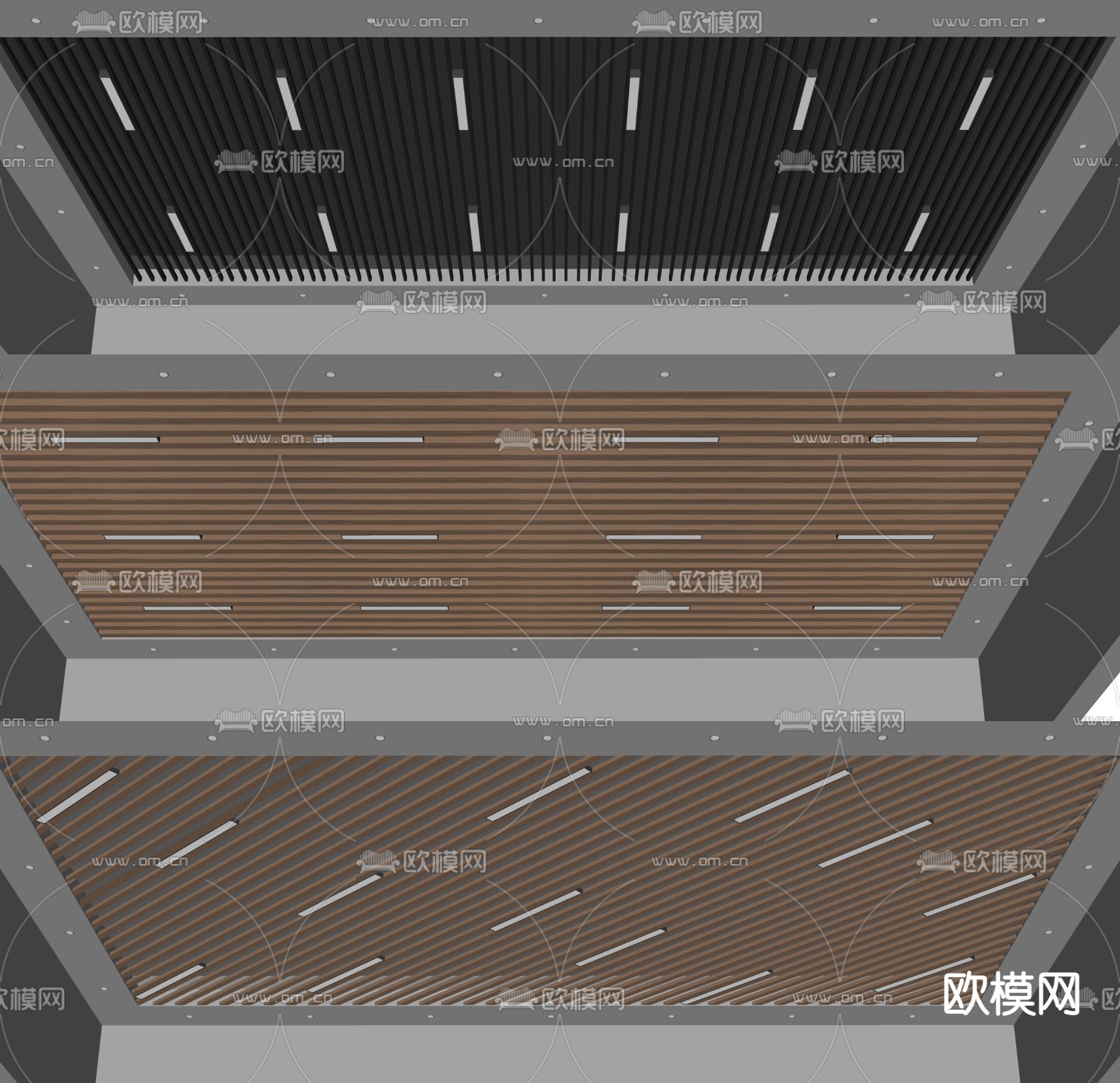 现代天花吊顶su模型下载（渲染图2）