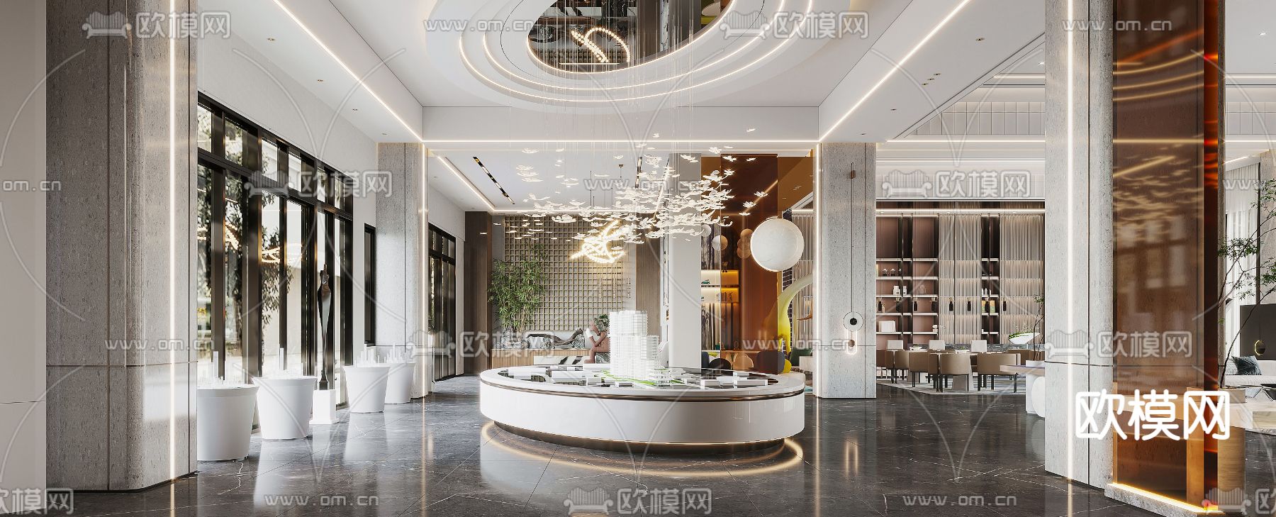 现代售楼部洽谈区3d模型下载（渲染图3）