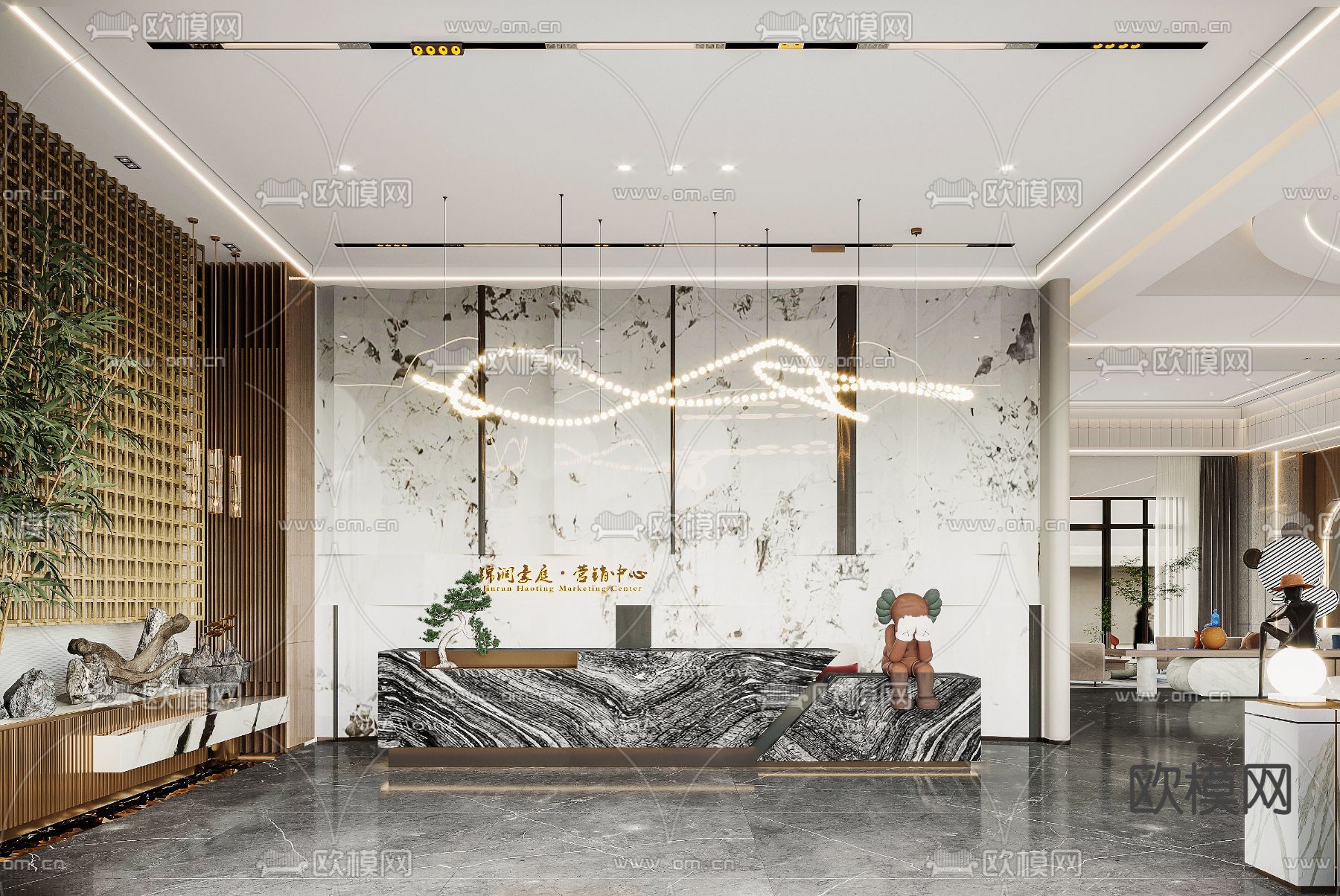 现代售楼部洽谈区3d模型下载（渲染图2）
