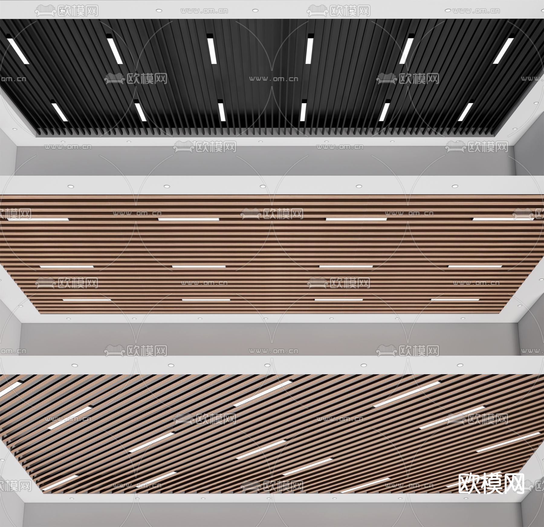 现代天花吊顶su模型下载（渲染图1）